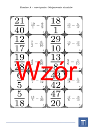 Domino - Odejmowanie ułamków | matematyka