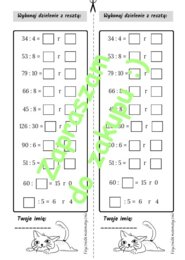 Dzielenie z resztą - szybka kartkówka (klasa 4-5)