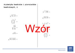 Arytmetyka kwadratów i pierwiastków kwadratowych | matematyka | 26 kolumn