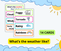 WEATHER FLASHCARDS, FISZKI POGODA, ANGIELSKI