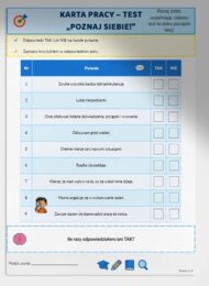 Karty pracy – Test „Poznaj siebie!”