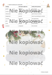 Karta pracy z czytanką The Psychology of Gift-Giving B1 przymiotniki opisujące emocje