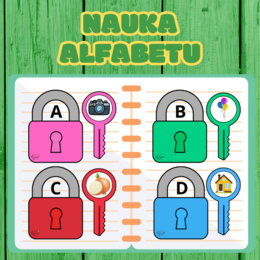 Karty Edukacyjne do Nauki Alfabetu – Dopasuj Kluczyk do Kłódki
