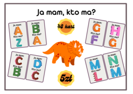 ?Dzień Dinozaura? Gra: Ja mam, kto ma? dino cyfry - 20 kart - 4 zł dino litery - 48 kart - 5 zł Napis - girlanda - 3 zł ?XXL Mega Pakiet ? ponad 100 kart Cena: 15 zł PROMOCJA: Kup Wszystkie rzeczy w cenie 23 zł !!
