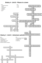 Brainy 4 – Unit 8 – krzyżówki – Places in town/Adventure activities_Useful!