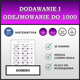 Domino - Dodawanie i odejmowanie do 1000 | matematyka