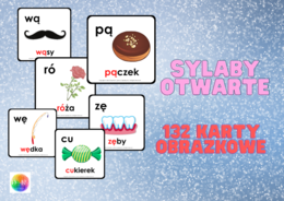 ZESTAW KART OBRAZKOWYCH - pisane - SYLABY OTWARTE - 132 KARTY!