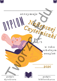 Dyplom Najlepszej Czytelniczki i Najlepszego Czytelnika
