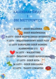 PAKIET MATERIAŁÓW NA LUTY WEDŁUG KALENDARZA ŚWIĄT I DNI NIETYPOWYCH.