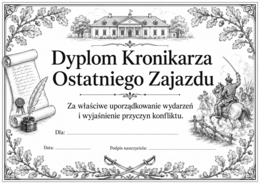 Dyplomy/ certyfikaty dla uczniów do lektury "Pan Tadeusz" czarno-białe