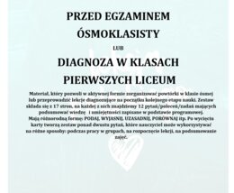 POWTÓRKI PRZED EGZAMINEM ÓSMOKLASISTY/DIAGNOZA NA STARCIE W LICEUM (TECHNIKUM)