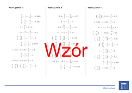 Odejmowanie liczb wymiernych | matematyka | 26 kolumn