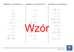 Odejmowanie liczb wymiernych | matematyka | 26 kolumn