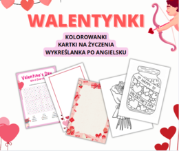 WALENTYNKI, VALENTINE DAY, KOLOROWANKI, WYKREŚLANKI