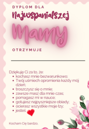 Dyplom dla Mamy - Dzień Matki, list, upominek
