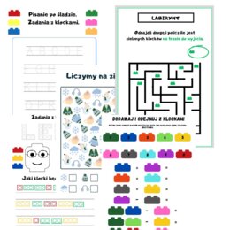 Liczymy i piszemy z klockami. Karty pracy.