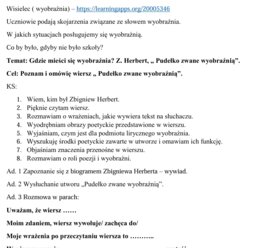 scenariusz lekcji z wykorzystaniem strategii OK, Z. Herbert " Pudełko zwane wyobraźnią"