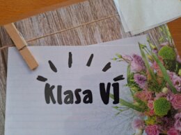 Klasa 6 - witacz, dekoracja, tabliczka na drzwi