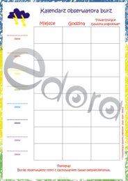 Kalendarz obserwatora burz + plakat zasad bezpieczeństwa
