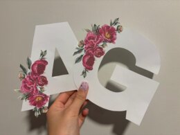 GIRLANDA Z PIWONIAMI - cały polski alfabet oraz cyfry