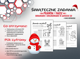 🎅 ŚWIĄTECZNE ZADANIA – DODAWANIE I ODEJMOWANIE DO 20 W FORMIE PRAWDA FAŁSZ🎄 Gotowy zestaw działań matematycznych do druku dla dzieci z klas 0–2 + klucz odpowiedzi
