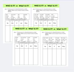 Angielski - osoby po angielsku - uzupełnianie tabelki - 4 ćwiczenia - różne poziomy