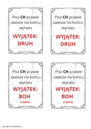 Memory ortograficzne – zasady pisowni ch-h (wersja czarno-biała)