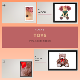School objects - zgadnij po fragmencie - zabawki / toys i przymiotniki
