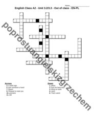 English Class A2 – Unit 3 – krzyżówki