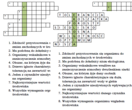 Logogryf na podsumowanie lekcji Organizm a środowisko