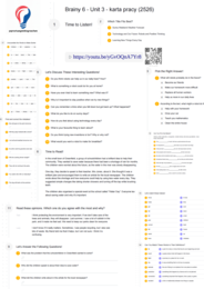 Brainy 6 – Unit 3 – karta pracy