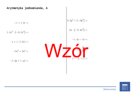 Arytmetyka jednomianów | matematyka, algebra | 26 kolumn