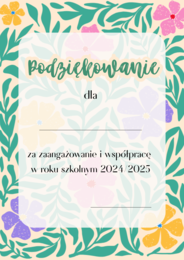 PODZIĘKOWANIA ROK SZKOLNY