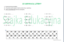 Co skrywają litery? Dodawanie i odejmowanie w zakresie 100 bez przekroczenia progu dziesiątkowego.