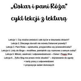 "Oskar i pani Róża"- cykl lekcji z lekturą