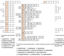 Przymiotnikowy logogryf dla klasy 2