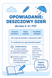 Karta pracy: "Opowiadanie – Deszczowy Dzień"