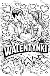 WALENTYNKI - plakat - kolorowanka XL + miniatura A4 (pop-art) - dekoracja - gazetka