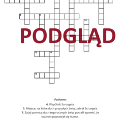 Krzyżówka + klucz odpowiedzi "Opowieść wigilijna"