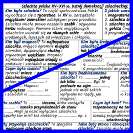 Szlachta polska XV–XVI w. Ustrój demokracji szlacheckiej: prawa i obowiązki obywatelskie - notatki i karta pracy