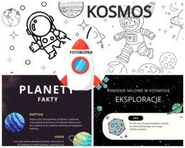 Dzień Kosmosu- 2 kolorowanki XXL (2x 9 a4), 4 infografiki dotyczące kosmosu, fotobudka