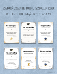 Wklejki do książek na zakończenie roku - klasa 6