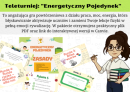 Praca, moc, energia - teleturniej, gra dydaktyczna powtórzenie z działu - fizyka klasa 7, klasa8