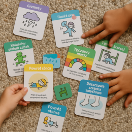 Deszczowy tor przeszkód – karty zadań ruchowych