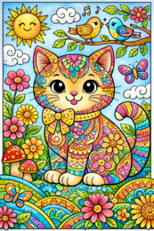 Dzień Kota: koty zentangle – zestaw 6 kolorowanek A4 (PDF)