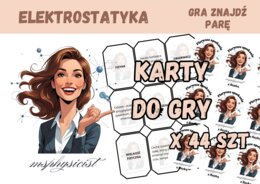 POWTÓRZENIE: ELEKTROSTATYKA – klasa 8 – lekcja powtórzeniowa – GRA dydaktyczna. Memory. Memo. ZNAJDŹ PARĘ! CZARNY PIOTRUŚ. MOC powtórki.