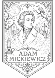 Baner z napisem Adam Mickiewicz  Dziady kolorowanka