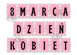Girlanda - 8 MARCA  DZIEŃ KOBIET + 18 plansz A4 – plik PDF do druku