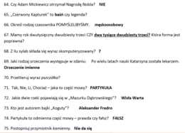 100 pytań z klasy VI