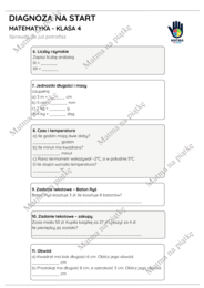 Diagnoza na start – matematyka, klasa 4